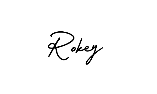 How to make Rokey signature? AmerikaSignatureDemo-Regular is a professional autograph style. Create handwritten signature for Rokey name. Rokey signature style 3 images and pictures png