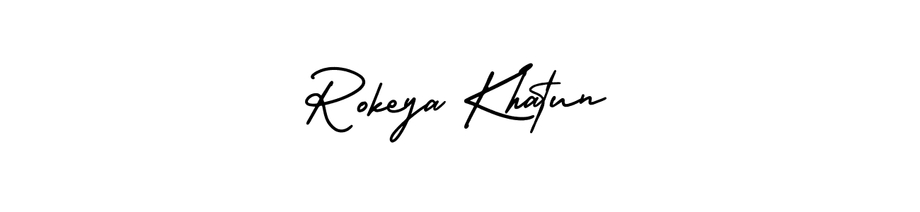 Also You can easily find your signature by using the search form. We will create Rokeya Khatun name handwritten signature images for you free of cost using AmerikaSignatureDemo-Regular sign style. Rokeya Khatun signature style 3 images and pictures png