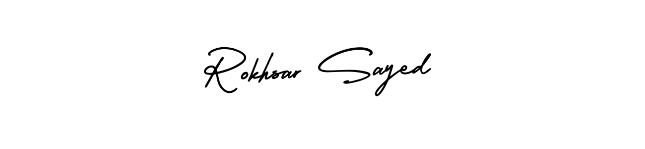 AmerikaSignatureDemo-Regular is a professional signature style that is perfect for those who want to add a touch of class to their signature. It is also a great choice for those who want to make their signature more unique. Get Rokhsar Sayed name to fancy signature for free. Rokhsar Sayed signature style 3 images and pictures png