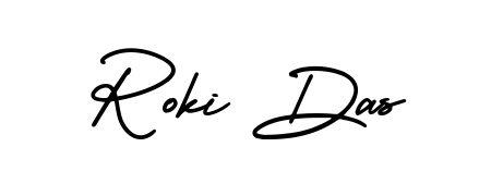 Create an unforgettable impression when signing with Roki Das name styled in AmerikaSignatureDemo-Regular typography. 100% free online generator. Roki Das signature style 3 images and pictures png