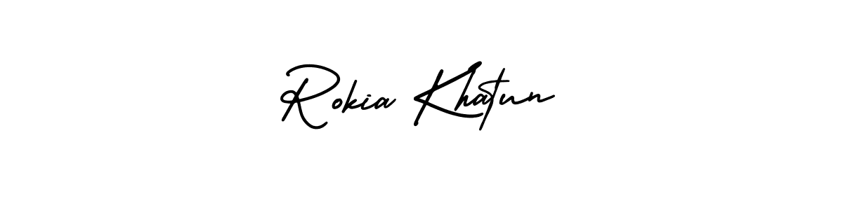 Use a signature maker to create a handwritten signature online. With this signature software, you can design (AmerikaSignatureDemo-Regular) your own signature for name Rokia Khatun. Rokia Khatun signature style 3 images and pictures png