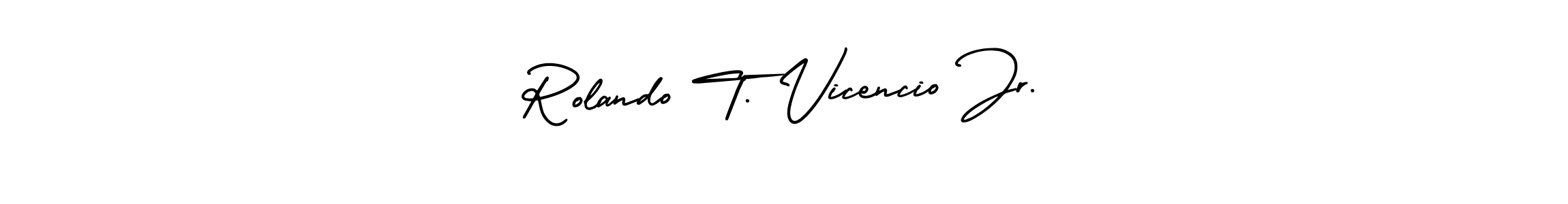 The best way (AmerikaSignatureDemo-Regular) to make a short signature is to pick only two or three words in your name. The name Rolando T. Vicencio Jr. include a total of six letters. For converting this name. Rolando T. Vicencio Jr. signature style 3 images and pictures png