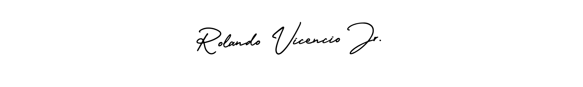 You should practise on your own different ways (AmerikaSignatureDemo-Regular) to write your name (Rolando Vicencio Jr.) in signature. don't let someone else do it for you. Rolando Vicencio Jr. signature style 3 images and pictures png