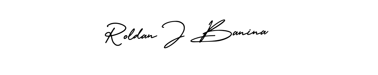 It looks lik you need a new signature style for name Roldan J Banina. Design unique handwritten (AmerikaSignatureDemo-Regular) signature with our free signature maker in just a few clicks. Roldan J Banina signature style 3 images and pictures png