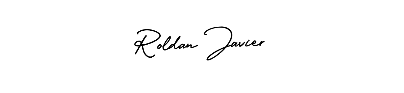 How to make Roldan Javier name signature. Use AmerikaSignatureDemo-Regular style for creating short signs online. This is the latest handwritten sign. Roldan Javier signature style 3 images and pictures png