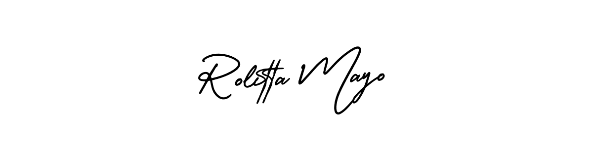 AmerikaSignatureDemo-Regular is a professional signature style that is perfect for those who want to add a touch of class to their signature. It is also a great choice for those who want to make their signature more unique. Get Rolitta Mayo name to fancy signature for free. Rolitta Mayo signature style 3 images and pictures png