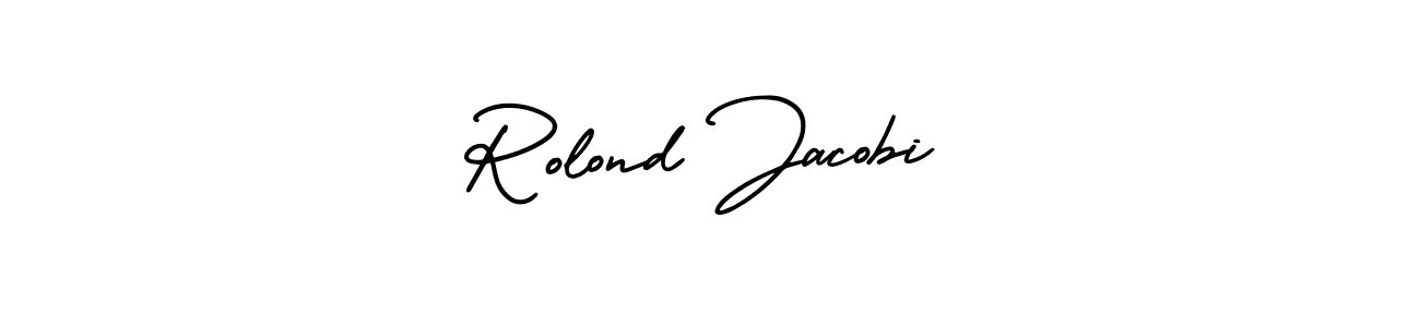 You should practise on your own different ways (AmerikaSignatureDemo-Regular) to write your name (Rolond Jacobi) in signature. don't let someone else do it for you. Rolond Jacobi signature style 3 images and pictures png