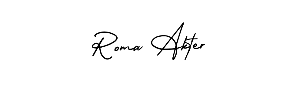 Make a short Roma Akter signature style. Manage your documents anywhere anytime using AmerikaSignatureDemo-Regular. Create and add eSignatures, submit forms, share and send files easily. Roma Akter signature style 3 images and pictures png