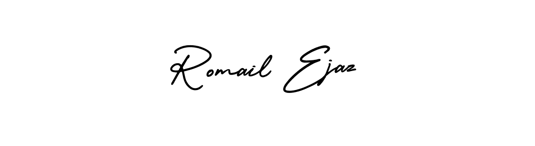 How to make Romail Ejaz signature? AmerikaSignatureDemo-Regular is a professional autograph style. Create handwritten signature for Romail Ejaz name. Romail Ejaz signature style 3 images and pictures png