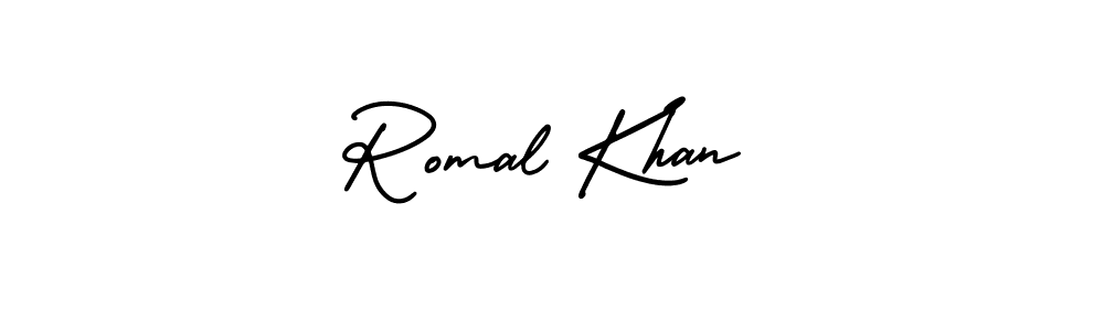 Make a short Romal Khan signature style. Manage your documents anywhere anytime using AmerikaSignatureDemo-Regular. Create and add eSignatures, submit forms, share and send files easily. Romal Khan signature style 3 images and pictures png