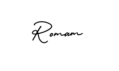 Make a beautiful signature design for name Romam. With this signature (AmerikaSignatureDemo-Regular) style, you can create a handwritten signature for free. Romam signature style 3 images and pictures png