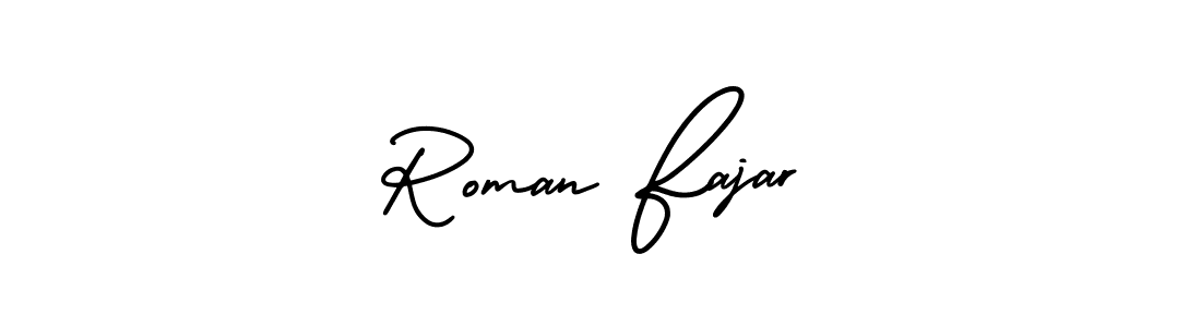 The best way (AmerikaSignatureDemo-Regular) to make a short signature is to pick only two or three words in your name. The name Roman Fajar include a total of six letters. For converting this name. Roman Fajar signature style 3 images and pictures png