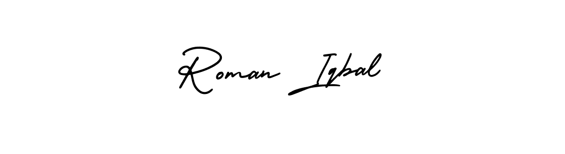 The best way (AmerikaSignatureDemo-Regular) to make a short signature is to pick only two or three words in your name. The name Roman Iqbal include a total of six letters. For converting this name. Roman Iqbal signature style 3 images and pictures png