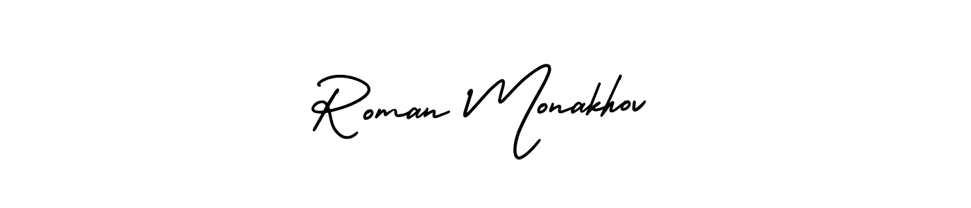 Use a signature maker to create a handwritten signature online. With this signature software, you can design (AmerikaSignatureDemo-Regular) your own signature for name Roman Monakhov. Roman Monakhov signature style 3 images and pictures png