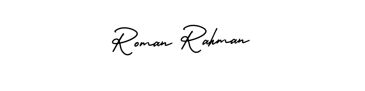 Similarly AmerikaSignatureDemo-Regular is the best handwritten signature design. Signature creator online .You can use it as an online autograph creator for name Roman Rahman. Roman Rahman signature style 3 images and pictures png