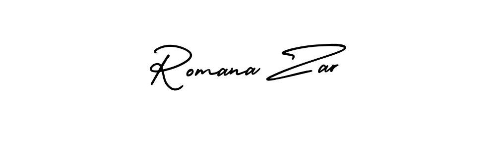 Romana Zar stylish signature style. Best Handwritten Sign (AmerikaSignatureDemo-Regular) for my name. Handwritten Signature Collection Ideas for my name Romana Zar. Romana Zar signature style 3 images and pictures png