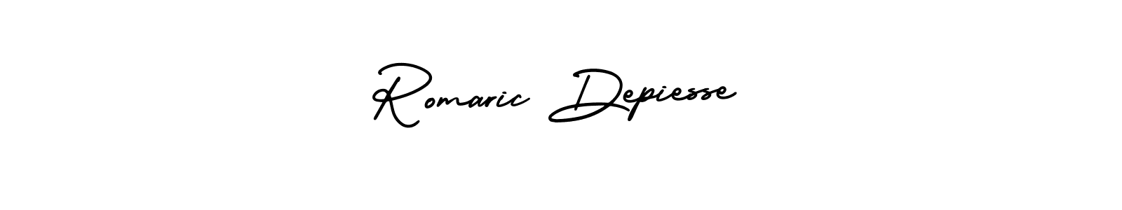 if you are searching for the best signature style for your name Romaric Depiesse. so please give up your signature search. here we have designed multiple signature styles  using AmerikaSignatureDemo-Regular. Romaric Depiesse signature style 3 images and pictures png