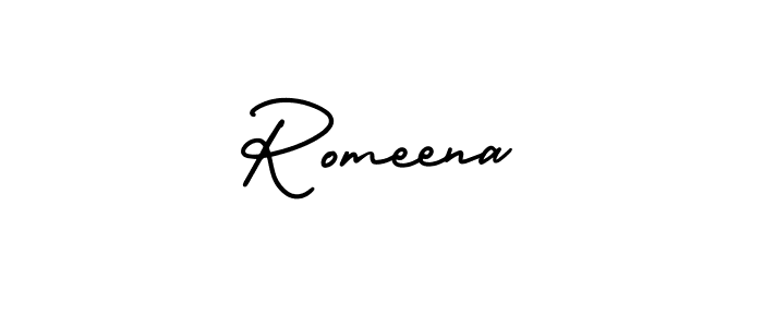 Also You can easily find your signature by using the search form. We will create Romeena name handwritten signature images for you free of cost using AmerikaSignatureDemo-Regular sign style. Romeena signature style 3 images and pictures png