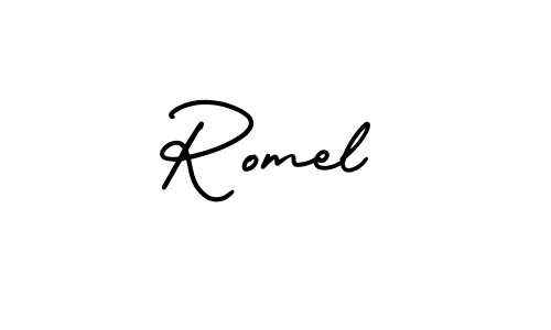 Make a beautiful signature design for name Romel. With this signature (AmerikaSignatureDemo-Regular) style, you can create a handwritten signature for free. Romel signature style 3 images and pictures png