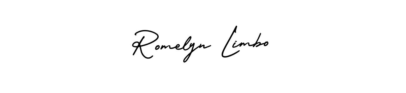 This is the best signature style for the Romelyn Limbo name. Also you like these signature font (AmerikaSignatureDemo-Regular). Mix name signature. Romelyn Limbo signature style 3 images and pictures png