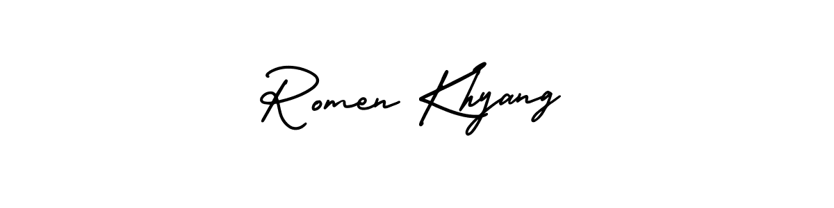 Use a signature maker to create a handwritten signature online. With this signature software, you can design (AmerikaSignatureDemo-Regular) your own signature for name Romen Khyang. Romen Khyang signature style 3 images and pictures png