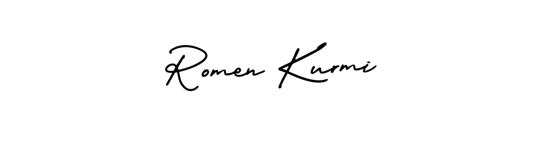 AmerikaSignatureDemo-Regular is a professional signature style that is perfect for those who want to add a touch of class to their signature. It is also a great choice for those who want to make their signature more unique. Get Romen Kurmi name to fancy signature for free. Romen Kurmi signature style 3 images and pictures png
