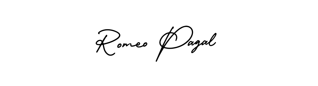 It looks lik you need a new signature style for name Romeo Pagal. Design unique handwritten (AmerikaSignatureDemo-Regular) signature with our free signature maker in just a few clicks. Romeo Pagal signature style 3 images and pictures png