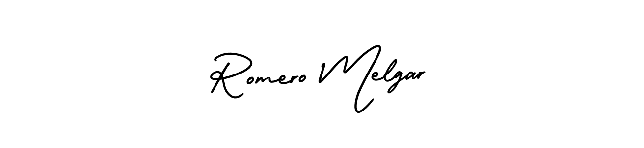 Use a signature maker to create a handwritten signature online. With this signature software, you can design (AmerikaSignatureDemo-Regular) your own signature for name Romero Melgar. Romero Melgar signature style 3 images and pictures png