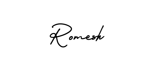 Make a beautiful signature design for name Romesh. With this signature (AmerikaSignatureDemo-Regular) style, you can create a handwritten signature for free. Romesh signature style 3 images and pictures png