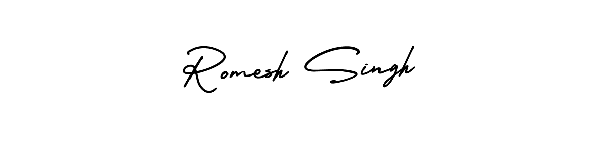 Romesh Singh stylish signature style. Best Handwritten Sign (AmerikaSignatureDemo-Regular) for my name. Handwritten Signature Collection Ideas for my name Romesh Singh. Romesh Singh signature style 3 images and pictures png