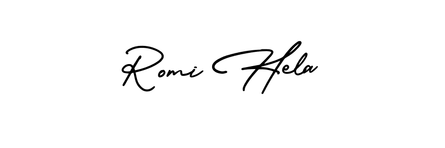 Create a beautiful signature design for name Romi Hela. With this signature (AmerikaSignatureDemo-Regular) fonts, you can make a handwritten signature for free. Romi Hela signature style 3 images and pictures png