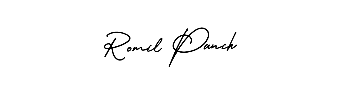 It looks lik you need a new signature style for name Romil Panch. Design unique handwritten (AmerikaSignatureDemo-Regular) signature with our free signature maker in just a few clicks. Romil Panch signature style 3 images and pictures png