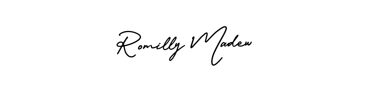 Check out images of Autograph of Romilly Madew name. Actor Romilly Madew Signature Style. AmerikaSignatureDemo-Regular is a professional sign style online. Romilly Madew signature style 3 images and pictures png