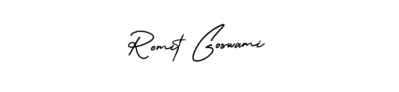 Use a signature maker to create a handwritten signature online. With this signature software, you can design (AmerikaSignatureDemo-Regular) your own signature for name Romit Goswami. Romit Goswami signature style 3 images and pictures png