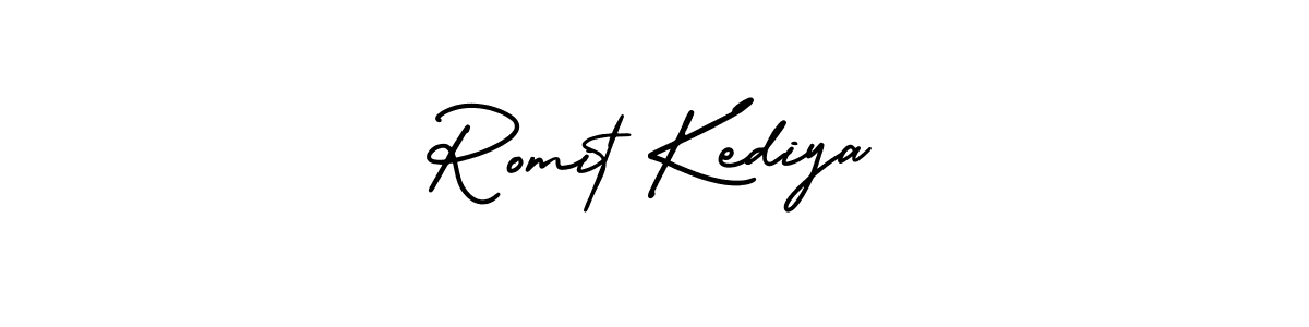 How to Draw Romit Kediya signature style? AmerikaSignatureDemo-Regular is a latest design signature styles for name Romit Kediya. Romit Kediya signature style 3 images and pictures png