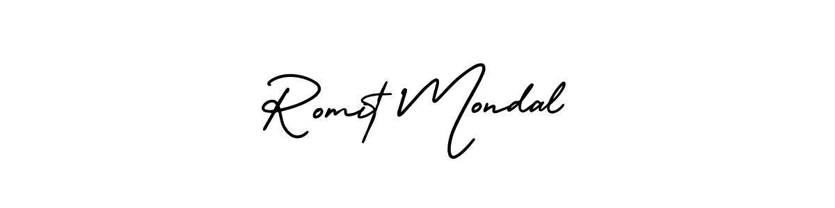 This is the best signature style for the Romit Mondal name. Also you like these signature font (AmerikaSignatureDemo-Regular). Mix name signature. Romit Mondal signature style 3 images and pictures png