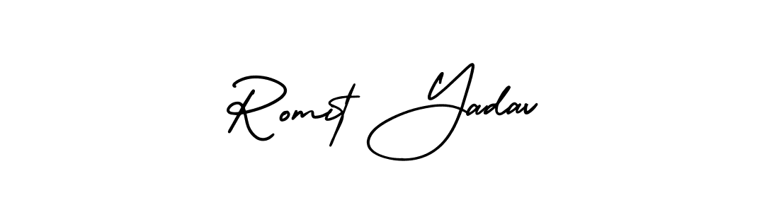 Use a signature maker to create a handwritten signature online. With this signature software, you can design (AmerikaSignatureDemo-Regular) your own signature for name Romit Yadav. Romit Yadav signature style 3 images and pictures png