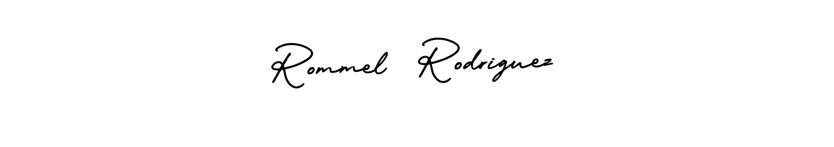 This is the best signature style for the Rommel  Rodriguez name. Also you like these signature font (AmerikaSignatureDemo-Regular). Mix name signature. Rommel  Rodriguez signature style 3 images and pictures png