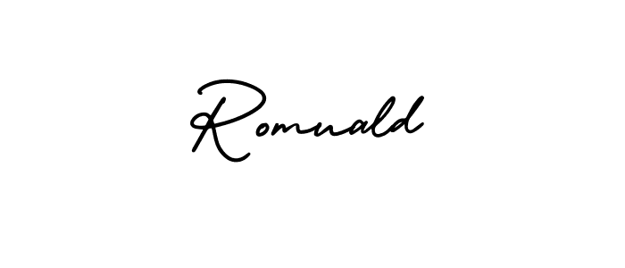 Romuald stylish signature style. Best Handwritten Sign (AmerikaSignatureDemo-Regular) for my name. Handwritten Signature Collection Ideas for my name Romuald. Romuald signature style 3 images and pictures png
