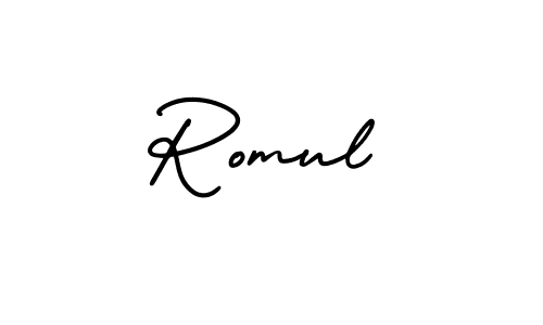 AmerikaSignatureDemo-Regular is a professional signature style that is perfect for those who want to add a touch of class to their signature. It is also a great choice for those who want to make their signature more unique. Get Romul name to fancy signature for free. Romul signature style 3 images and pictures png