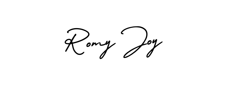 if you are searching for the best signature style for your name Romy Joy. so please give up your signature search. here we have designed multiple signature styles  using AmerikaSignatureDemo-Regular. Romy Joy signature style 3 images and pictures png