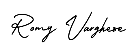 The AmerikaSignatureDemo-Regular lettering style adds unique flourish to name Romy Varghese. Stand out with a custom digital autograph made in seconds. Romy Varghese signature style 3 images and pictures png