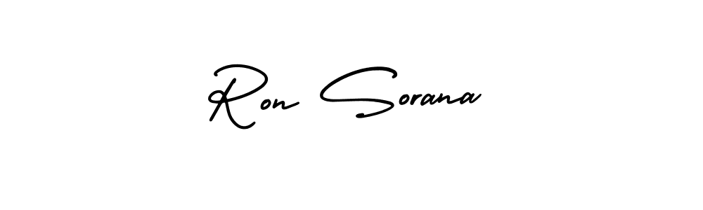 You should practise on your own different ways (AmerikaSignatureDemo-Regular) to write your name (Ron Sorana) in signature. don't let someone else do it for you. Ron Sorana signature style 3 images and pictures png