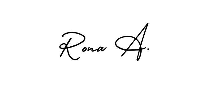 The best way (AmerikaSignatureDemo-Regular) to make a short signature is to pick only two or three words in your name. The name Rona A. include a total of six letters. For converting this name. Rona A. signature style 3 images and pictures png