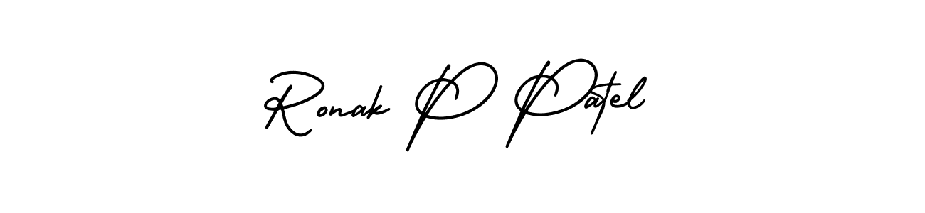 You should practise on your own different ways (AmerikaSignatureDemo-Regular) to write your name (Ronak P Patel) in signature. don't let someone else do it for you. Ronak P Patel signature style 3 images and pictures png