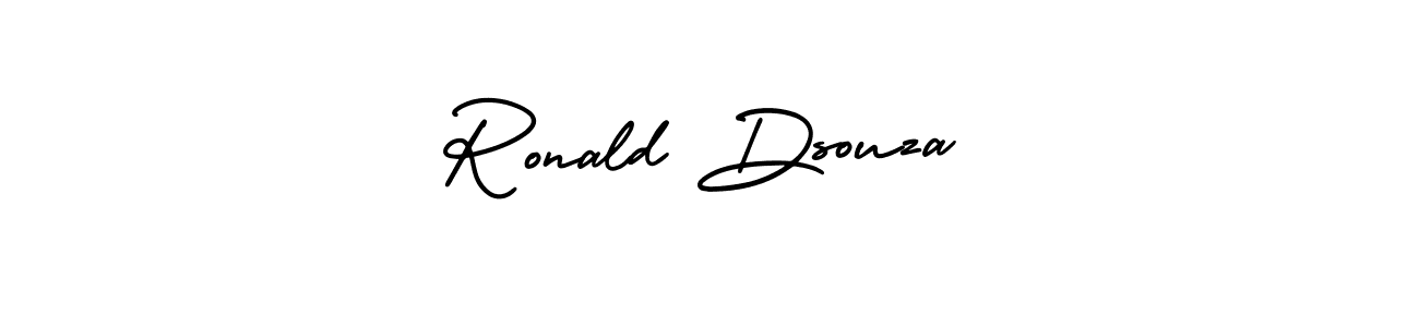 The best way (AmerikaSignatureDemo-Regular) to make a short signature is to pick only two or three words in your name. The name Ronald Dsouza include a total of six letters. For converting this name. Ronald Dsouza signature style 3 images and pictures png