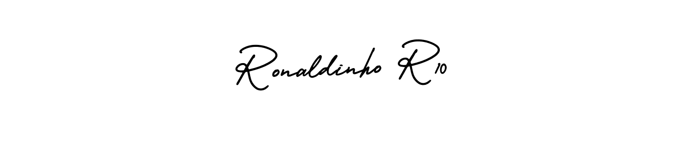 Use a signature maker to create a handwritten signature online. With this signature software, you can design (AmerikaSignatureDemo-Regular) your own signature for name Ronaldinho R10. Ronaldinho R10 signature style 3 images and pictures png