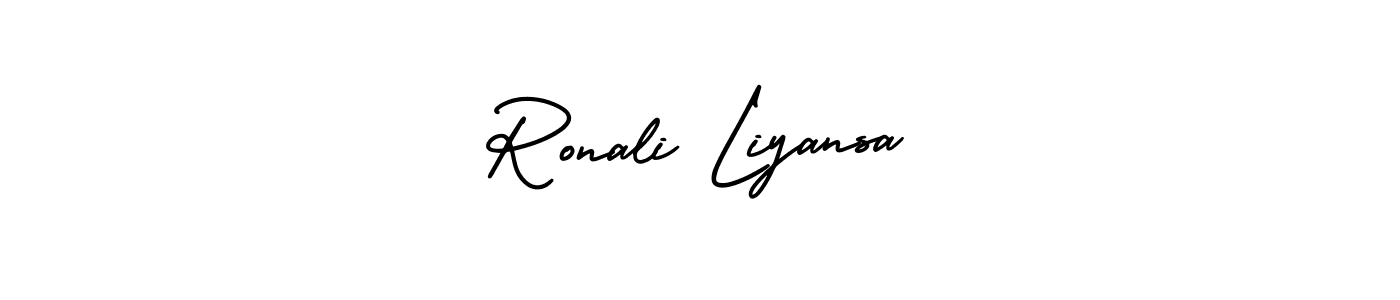 This is the best signature style for the Ronali Liyansa name. Also you like these signature font (AmerikaSignatureDemo-Regular). Mix name signature. Ronali Liyansa signature style 3 images and pictures png