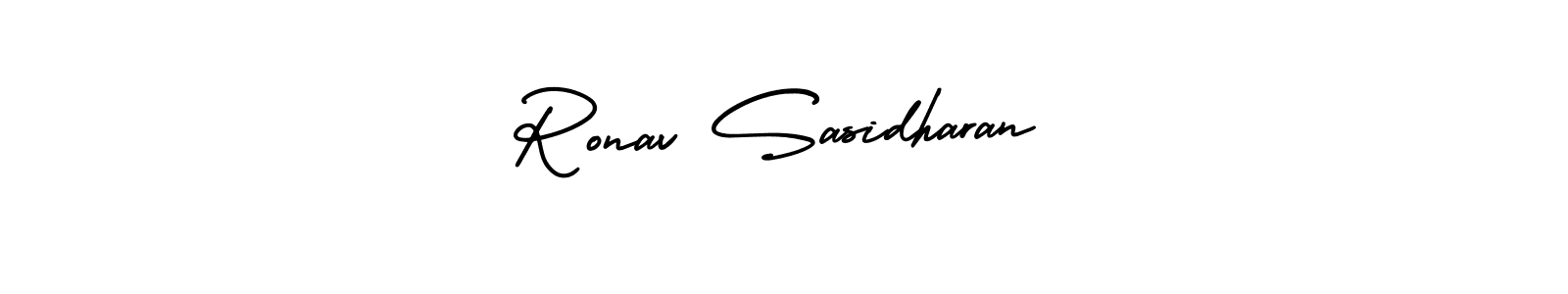 You should practise on your own different ways (AmerikaSignatureDemo-Regular) to write your name (Ronav Sasidharan) in signature. don't let someone else do it for you. Ronav Sasidharan signature style 3 images and pictures png