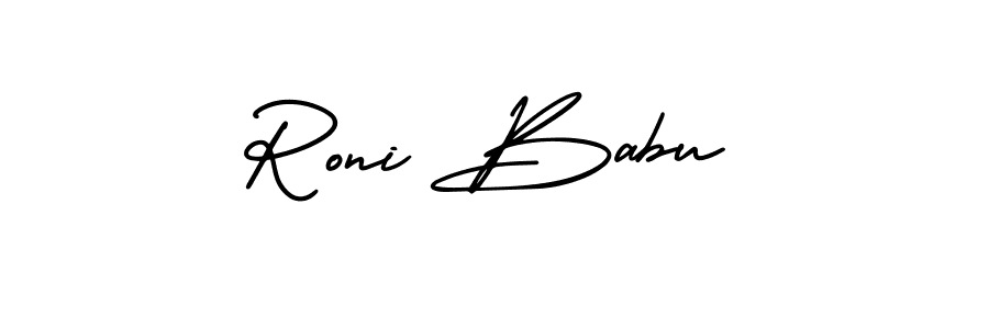 This is the best signature style for the Roni Babu name. Also you like these signature font (AmerikaSignatureDemo-Regular). Mix name signature. Roni Babu signature style 3 images and pictures png